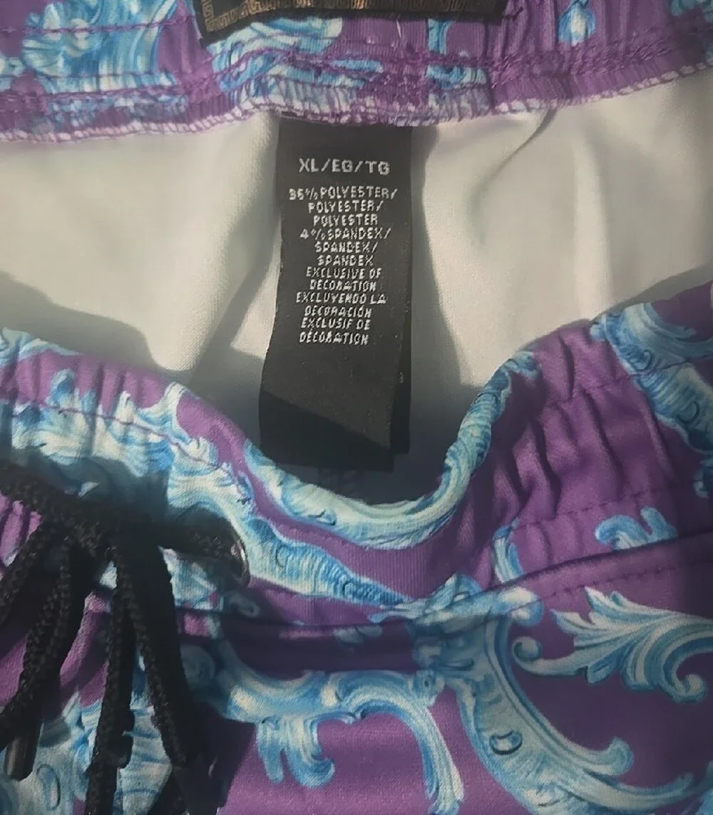 Mens Purple Patterned Swim Shorts